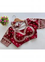 Vichitra Silk Maroon Wedding Wear Sequins Work Readymade Blouse